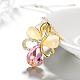 Real 18K Gold Plated Graceful Alloy Glass Flower Pendant Necklaces NJEW-BB00863-02-4