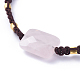 Bracelets réglables en quartz tressé de quartz rose naturel BJEW-JB05051-04-3