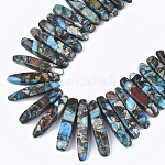 Synthetic Gold Line Imperial Jasper Beads Strands, Dyed, Graduated Strip, Light Sky Blue, 18~46x4~8x6~9mm, Hole: 1mm, about 55~64pcs/strand, 15.7 inch~16.5 inch