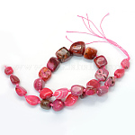 Nuggets Natural Dyed Agate Graduated Beads Strands, Tumbled Stone, Hot Pink, 13~25x12~23x7~23mm, Hole: 2.5mm, about 23~27pcs/strand, 15.7 inch