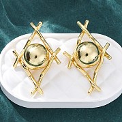 Ромб с круглыми латунными серьгами-гвоздиками EJEW-R025-03G