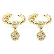 Серьги-каффы из латуни с микропаве и кубическим цирконием EJEW-C086-14G