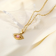 Винтажные ожерелья из нержавеющей стали с подвеской в виде глаза из синтетического камня IT1199-2