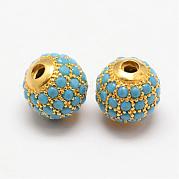 Круглые латунные микро проложить кубического циркония бусы ZIRC-L053-25G