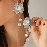 Шикарные серьги-гвоздики из цинкового сплава с цветком 3d CN5092-8