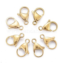 Fermoirs mousquetons en acier inoxydable 304 à placage ionique (IP), fermoirs à gâchette de perroquet, véritable 18k plaqué or, 15x9x4.5mm, Trou: 2mm