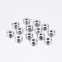 Cuentas espaciadoras de acero inoxidable 304 resistentes al deslustre, plano y redondo, color acero inoxidable, 5x2mm, agujero: 1.5 mm