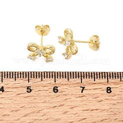 Ohrstecker aus Messing mit Mikropflaster und klaren Zirkonia für Damen&nbsp;LS-EJEW-G460-03G