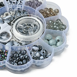 Наборы для изготовления эластичного браслета из бисера своими руками со сплавом лунных подвесок&nbsp;DIY-YW0008-87