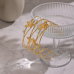 Женские браслеты-манжеты из полой нержавеющей стали 304 с прозрачными кубическими циркониями.&nbsp;WV1291