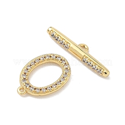 Fermagli a levetta ovali in ottone con micro pavé di zirconi cubici trasparenti&nbsp;KK-G548-25G
