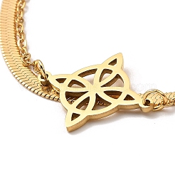 Браслеты из квадратной цепочки-змейки из нержавеющей стали 304 с 2-рядным плетением «тройной узел» для женщин&nbsp;BJEW-Q335-03G