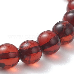 Натуральные янтарные круглые эластичные браслеты из бусин для женщин и мужчин&nbsp;BJEW-JB13378