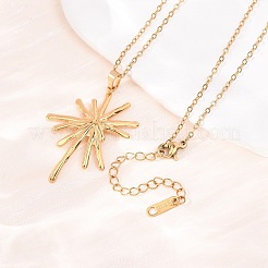 Collares con colgante de flor de acero inoxidable 304 y cadena de cable para hombres y mujeres&nbsp;NJEW-K308-05G-G