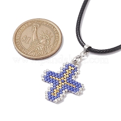 Ожерелья с подвесками из стеклянного креста&nbsp;NJEW-MZ00025-03