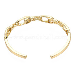 Bracelet de manchette ouvert avec goupille de sécurité en zircone cubique transparente&nbsp;BJEW-N014-024
