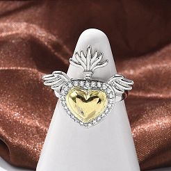 Открытое кольцо-манжета из латуни с микропаве из кубического циркония для женщин&nbsp;RJEW-F177-02GP-02