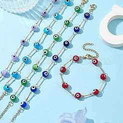 Bracelets de chaîne à maillons mauvais œil au chalumeau&nbsp;BJEW-JB10045
