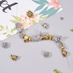 Бусины из сплава в тибетском стиле и прокладки из бисера&nbsp;TIBEB-PH0004-69