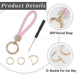 2 шт. брелок из искусственной кожи и сплава со стразами&nbsp;KEYC-CL0001-15D