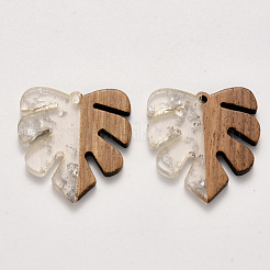 Подвески из прозрачной смолы и ореха&nbsp;X-RESI-S358-24-D02