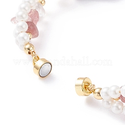 Braccialetto di perline di quarzo fragola naturale e perle di conchiglia&nbsp;X1-BJEW-TA00029-03