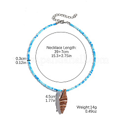 Sommerstrand Naturmuschel Anhänger Glasperlen Halsketten für Frauen&nbsp;FS-WGEF253-11