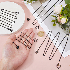 4 stücke 4 arten 304 edelstahl herz anhänger lasso ketten für frauen&nbsp;NJEW-HS00025