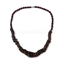 Ожерелья из натуральных янтарных дисков и рисовых бусин с градуированным рисунком&nbsp;NJEW-T019-08