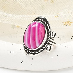 Verstellbare Ringe aus natürlichem Bandachat&nbsp;RJEW-I108-01AS-11