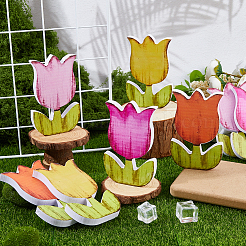 ПВХ тюльпан скульптура витрина украшения&nbsp;DJEW-WH0058-41