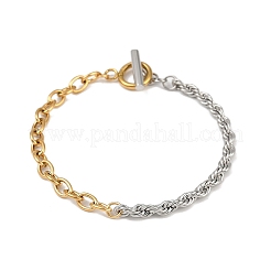 Браслеты из нержавеющей стали 304 с цепочкой и тросом для женщин&nbsp;BJEW-K279-03GP