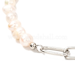 Collana vintage con perline di perle naturali per donna ragazza&nbsp;NJEW-JN03678