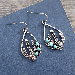 Серьги с подвесками из синтетического бирюзового сплава&nbsp;FS-WG8D1E3-01