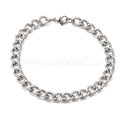 Gehämmerte Armbänder aus Edelstahl 201 im kubanischen Gliederkettenstil für Damen und Herren&nbsp;STAS-T077-17P
