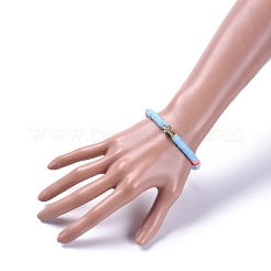Bracelets extensibles faits main en pâte polymère heishi&nbsp;BJEW-JB05090