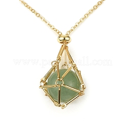 Изготовление ожерелья с подвеской из нержавеющей стали 304 в технике макраме&nbsp;NJEW-TA00097-01