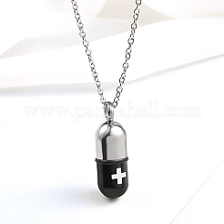 Colliers pendentifs en acier inoxydable 304 en forme de pilule à thème médical avec chaînes à maillons&nbsp;JS1441-2