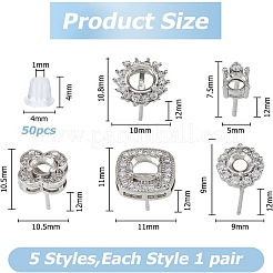 5 пара 5 стилей латунных сережек-гвоздиков&nbsp;FIND-HS0001-12