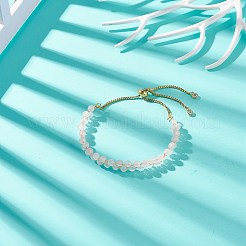 Bracelet coulissant perlé à double couche de quartz rose naturel&nbsp;BJEW-JB08971-02