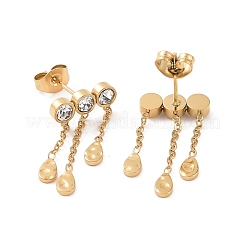 Серьги-гвоздики с цепочкой-кисточкой из нержавеющей стали 304&nbsp;EJEW-C055-04G