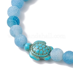 Braccialetti elastici con perline rotonde in agata naturale invecchiata e tinta&nbsp;BJEW-JB11074-04