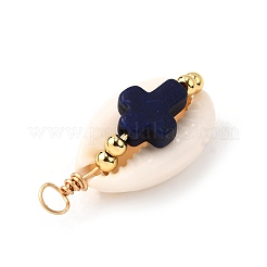 Подвески из окрашенной синтетической бирюзы и натуральной ракушки каури&nbsp;PALLOY-JF04065-01