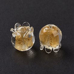 Ручной золотой фольги стеклянные бусины Lampwork&nbsp;X1-LAMP-G158-02A