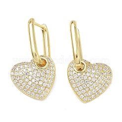 Boucles d'oreilles créoles pendantes en laiton serties de micro-pavés de zirconiums cubiques pour femmes&nbsp;EJEW-A167-14G