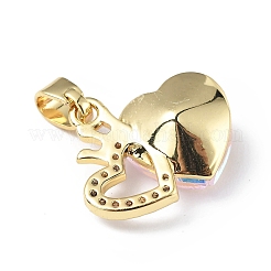 Настоящие 18-каратные позолоченные подвески из латуни с микропаве из прозрачного кубического циркония&nbsp;KK-C015-18G-13