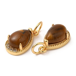 Natürliche Tigerauge-Tropfen-Charms&nbsp;G-A034-01G-03