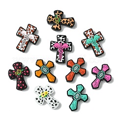 20 pièces 10 styles croix avec perles focales en silicone fleur&nbsp;SIL-CJ0002-38
