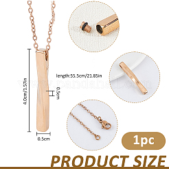 Collane per urna portaceneri in acciaio inossidabile 304 con ciondolo rettangolare attorcigliato&nbsp;NJEW-WH0036-029RG