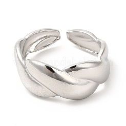 Bague ouverte en acier inoxydable 304 anti-ternissement en forme de corde torsadée pour femme&nbsp;X-RJEW-E063-06P